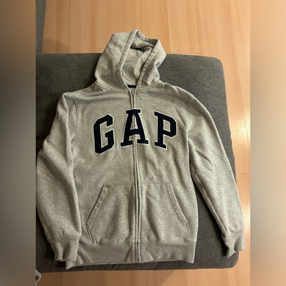 Grey zip gap hoodie